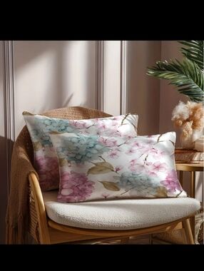 🆕️100% MULBERRY SILK PILLOWCASES - HYDRANGEA -SET OF 2